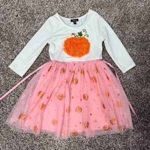 Zunie Kids' Soutache Halloween Pumpkin Long Sleeve Tutu Dress - size 5